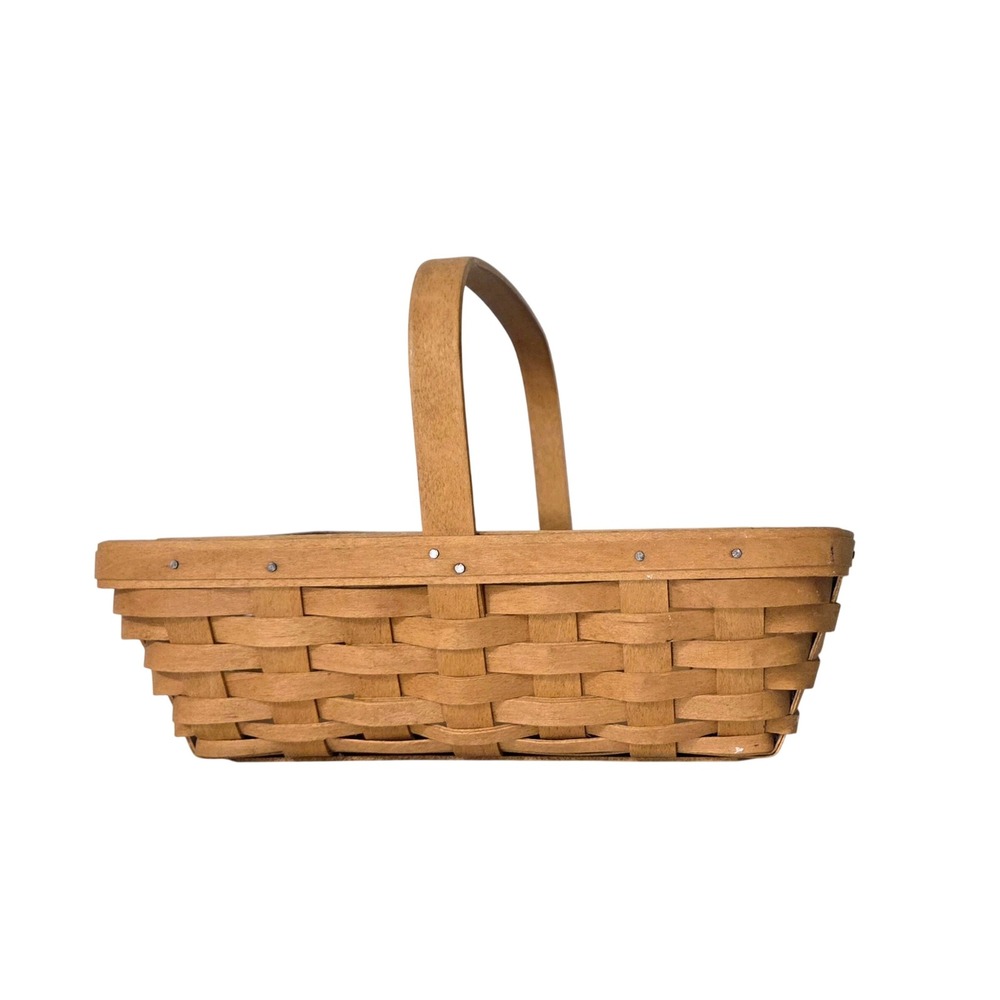 Longaberger 2005 Handmade Woven Wood Market Gathering Basket w/ Handle Vintage